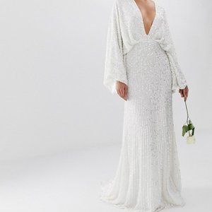 ASOS Sequin Kimono Sleeve Wedding Dress